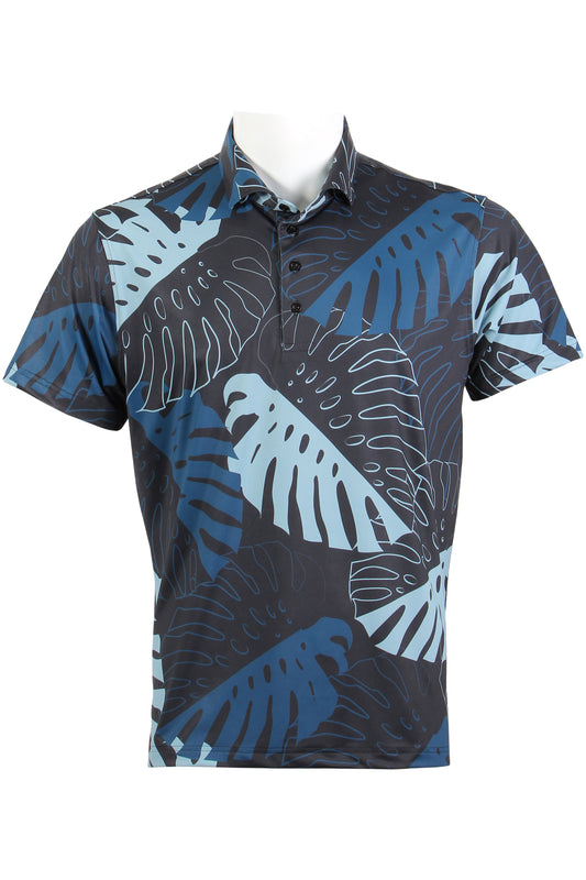 Black and Blue Monstera Polo