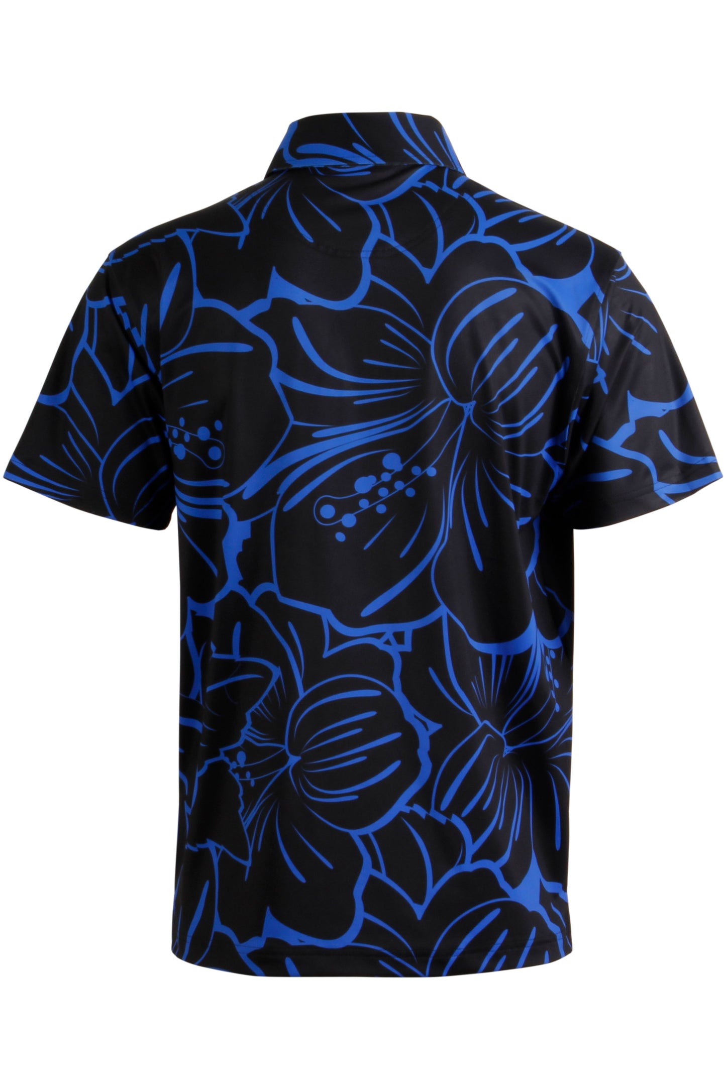 Black and Royal Blue Big Hibiscus Polo