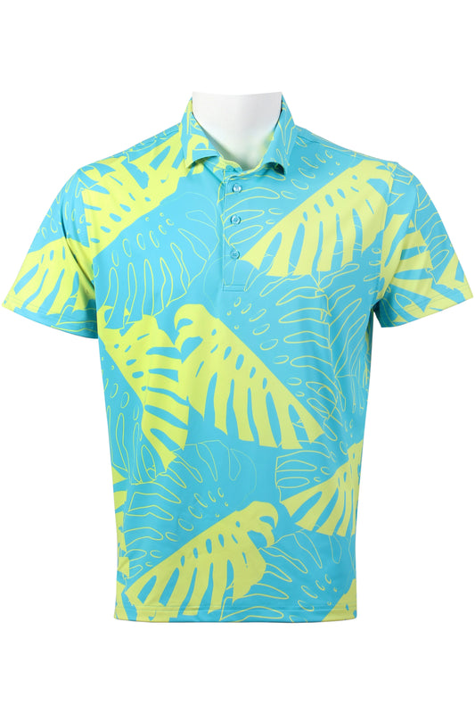 Blue and Green Monstera Polo