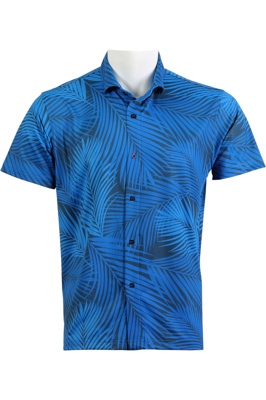 Blue Palm Frond Button Down