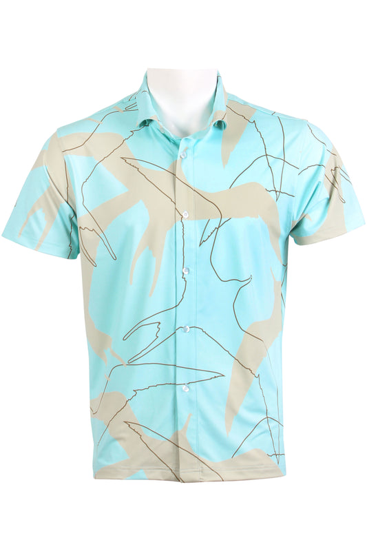 Blue and Tan 'Iwa Bird Button Down