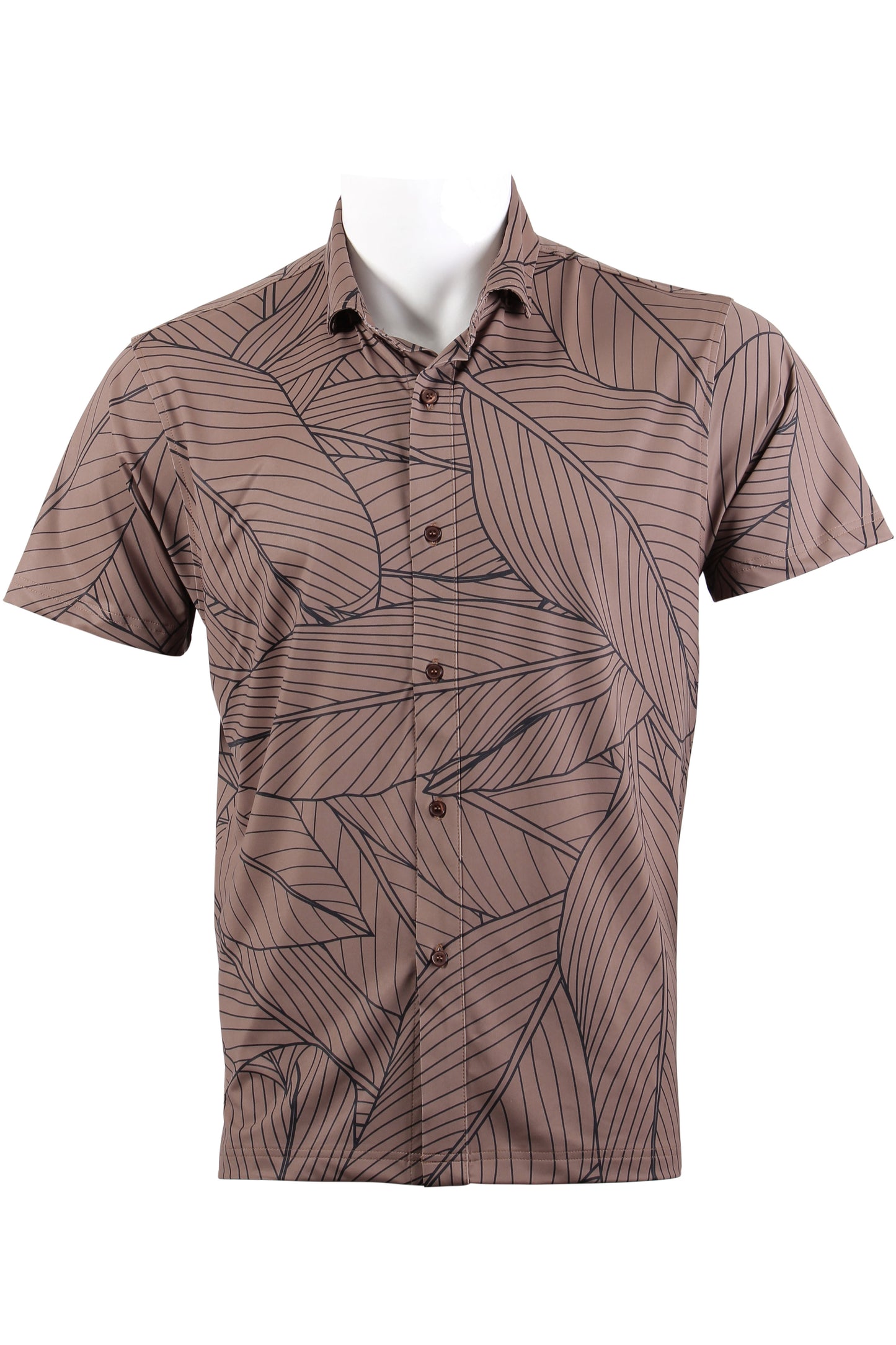 Brown and Black Ti Leaf Button Down