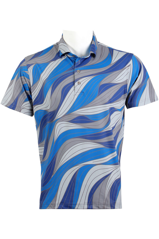 Gray and Blue Ocean Current Polo