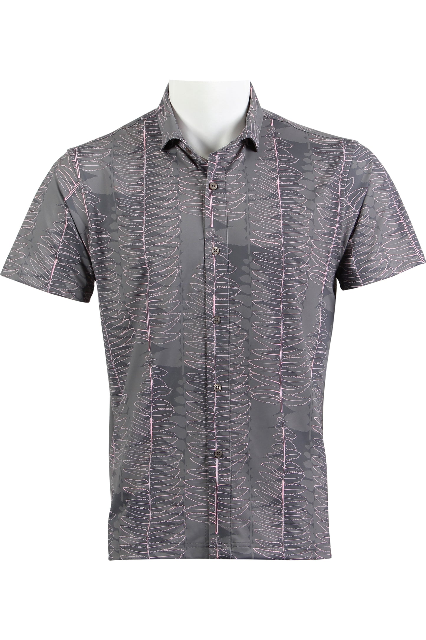 Gray and Pink Kupukupu Button Down