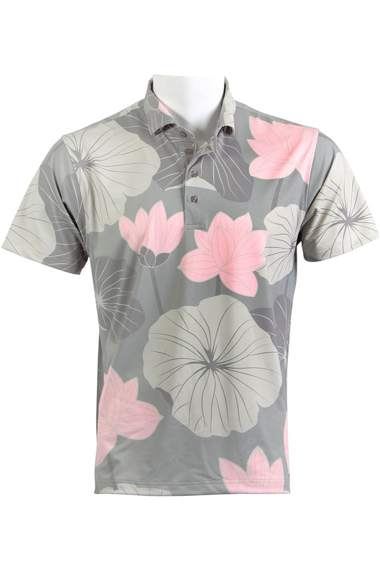 Warm Gray and Pink Lotus Polo