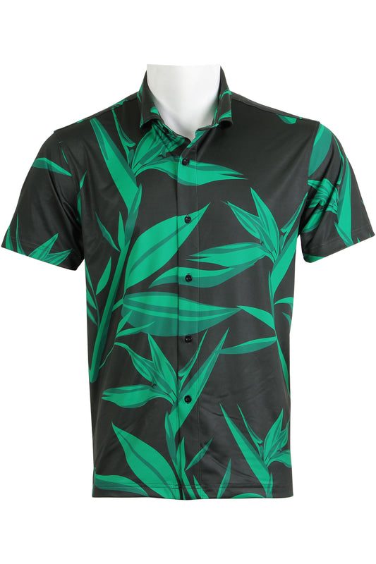 Green Bird of Paradise Button Down