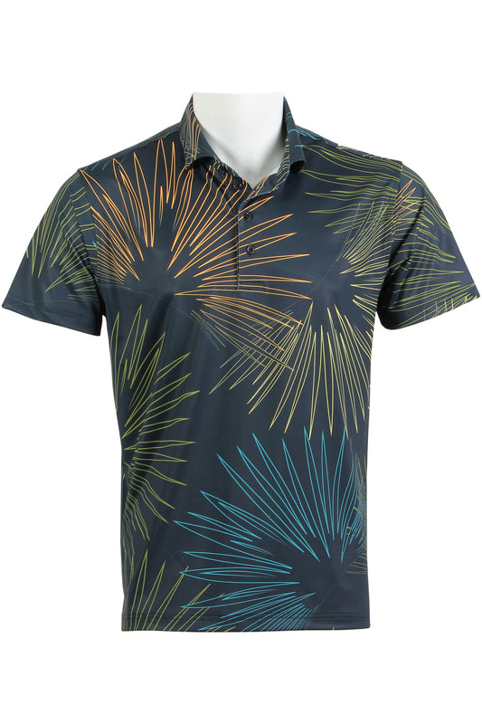 Midnight Gray, Blue, Green, Orange, Yellow Sun Palm Polo