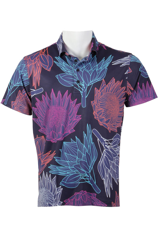 Navy, Blue, Magenta, Coral, White Protea Polo