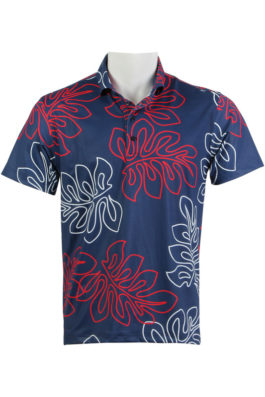 Navy, Red, White Laua'e Polo