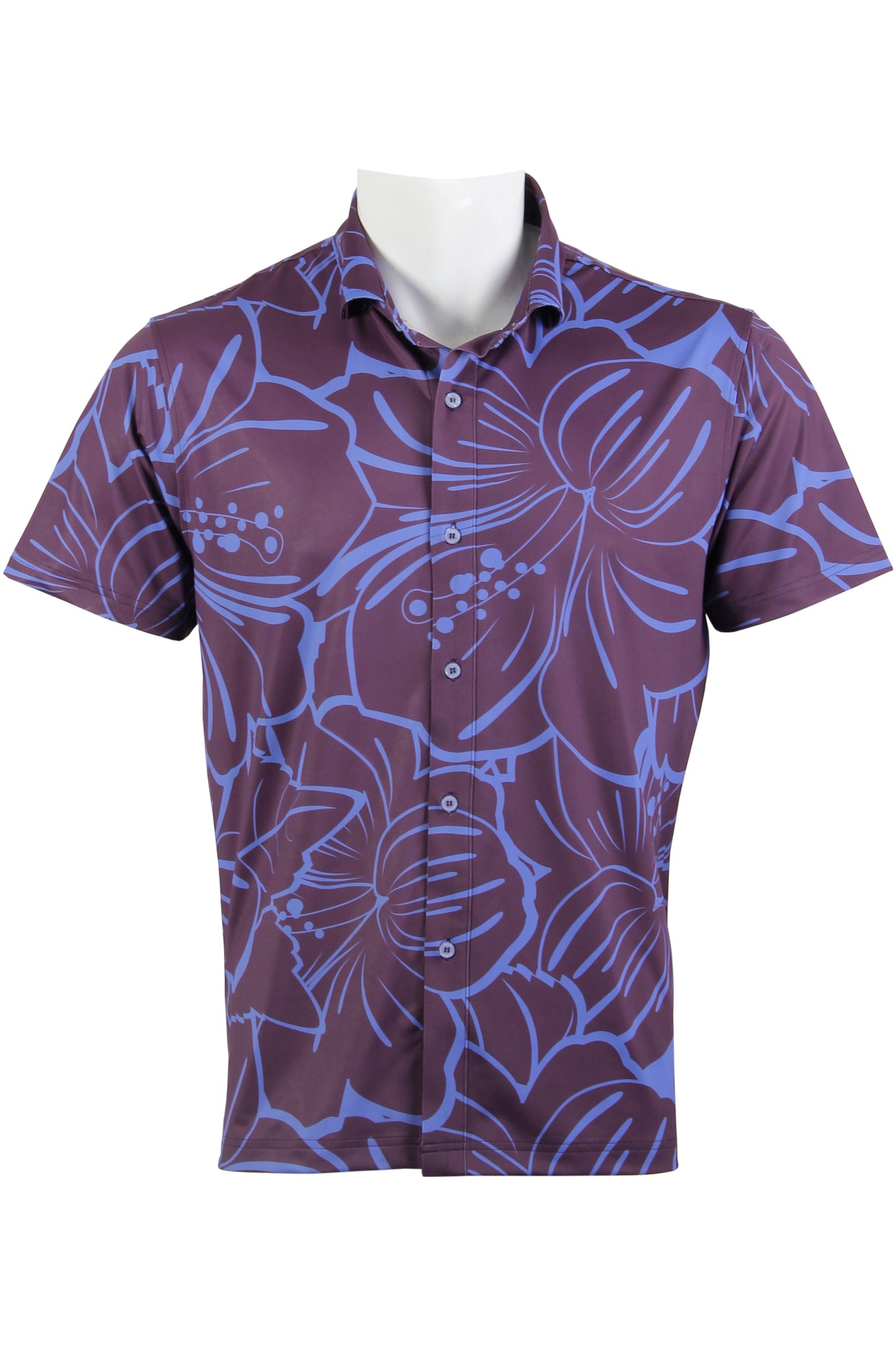 Purple Big Hibiscus Button Down