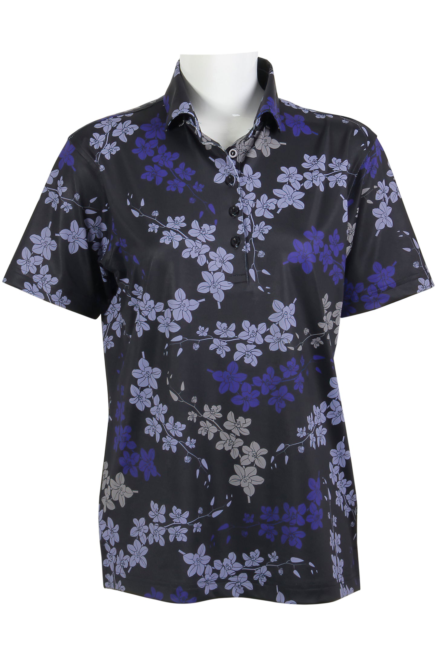 Black and Purple Cascading Orchid Polo (Women's)