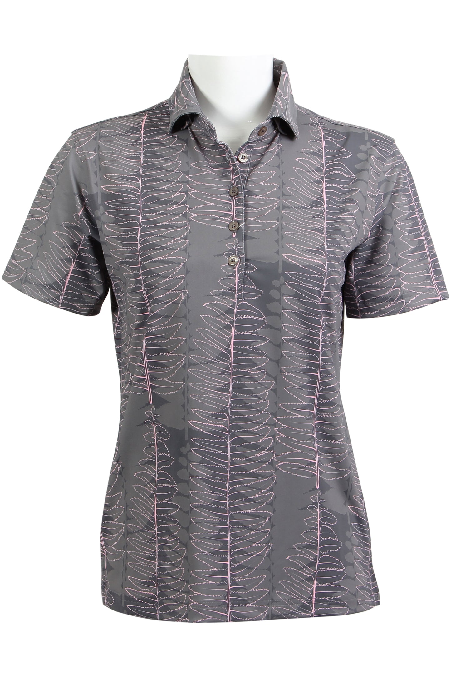 Gray and Pink Kupukupu Polo (Women's)