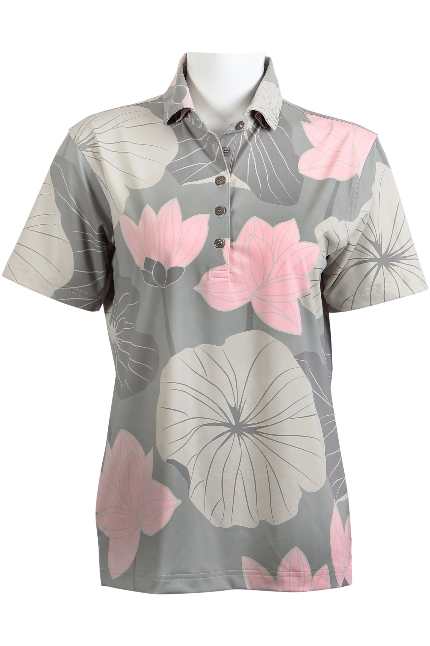 Warm Gray and Pink Lotus Polo (Women's)