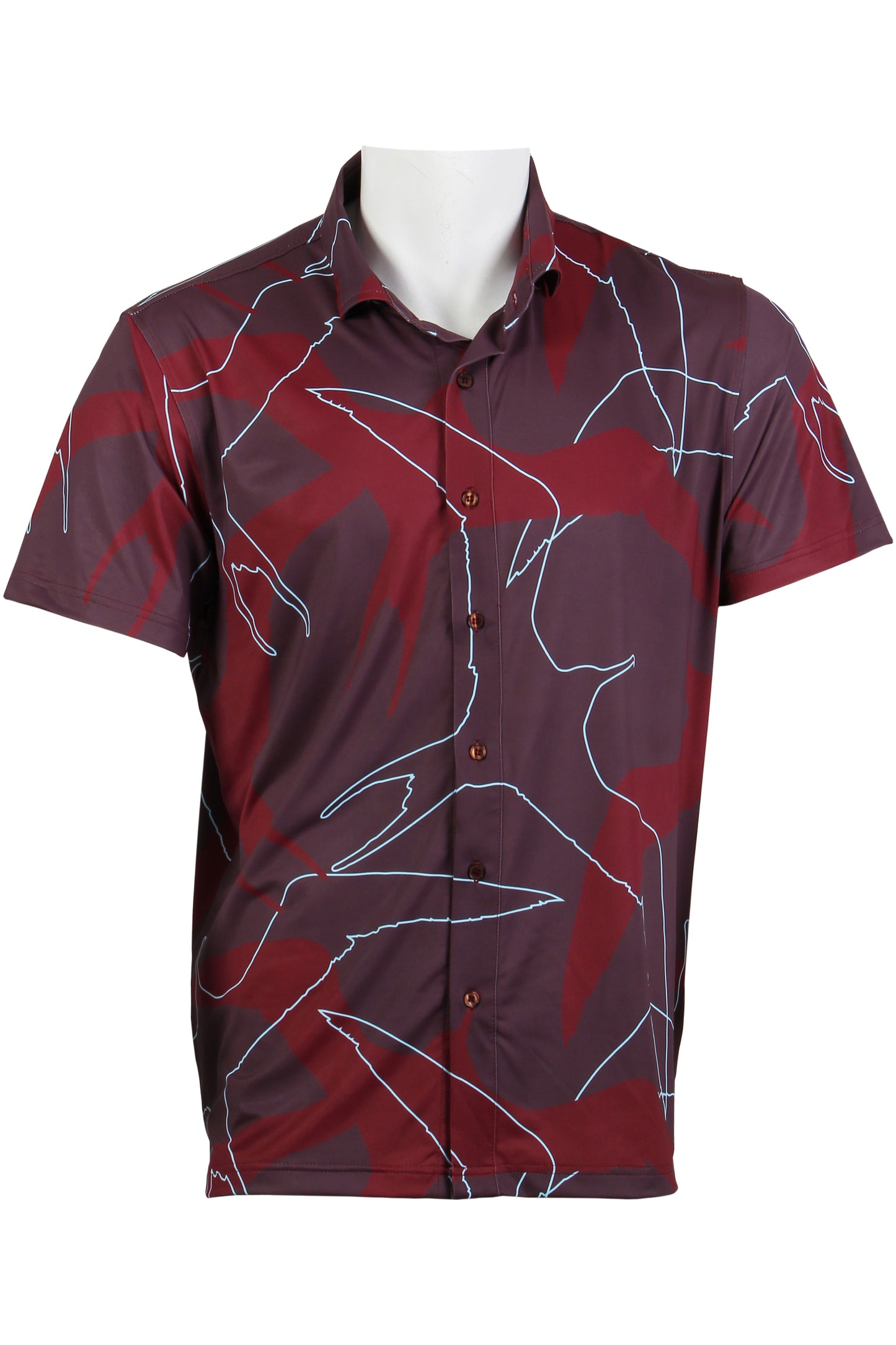 Burgundy and Light Blue 'Iwa Bird Button Down